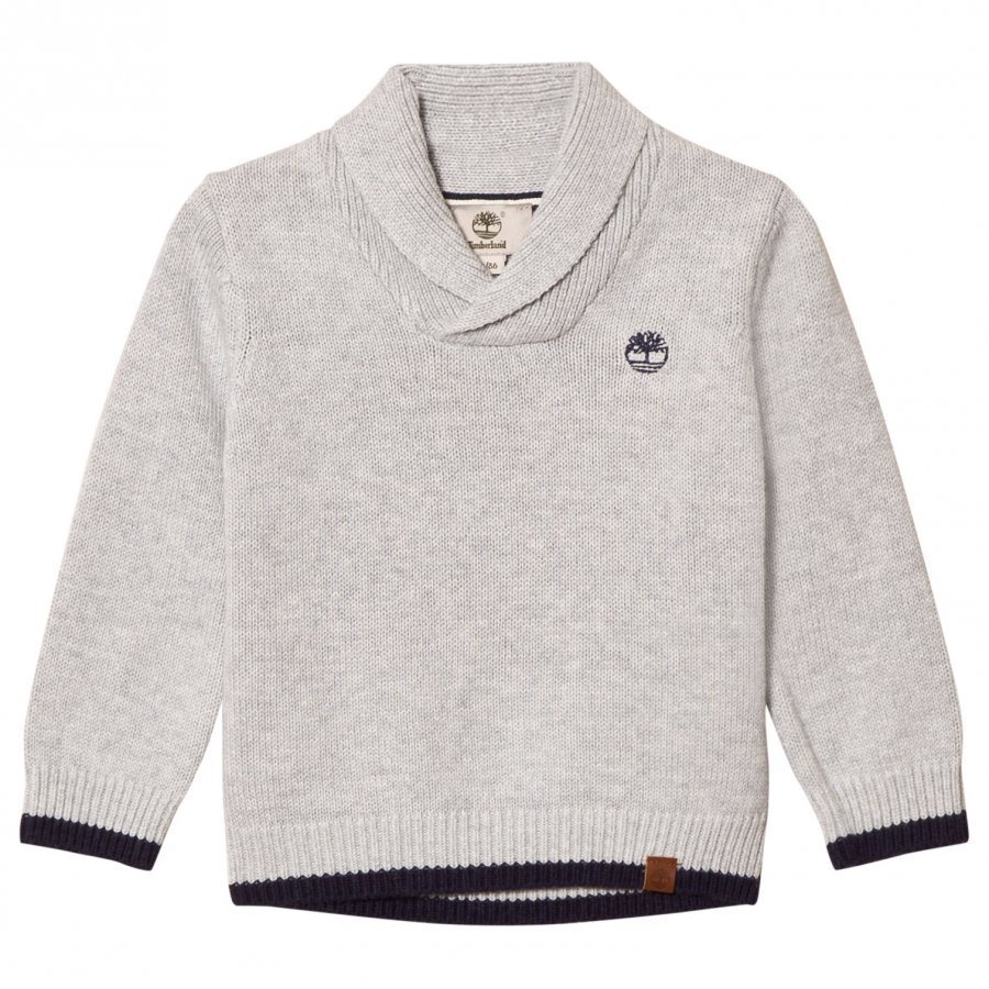 Timberland Grey Shawl Collar Branded Sweater Paita