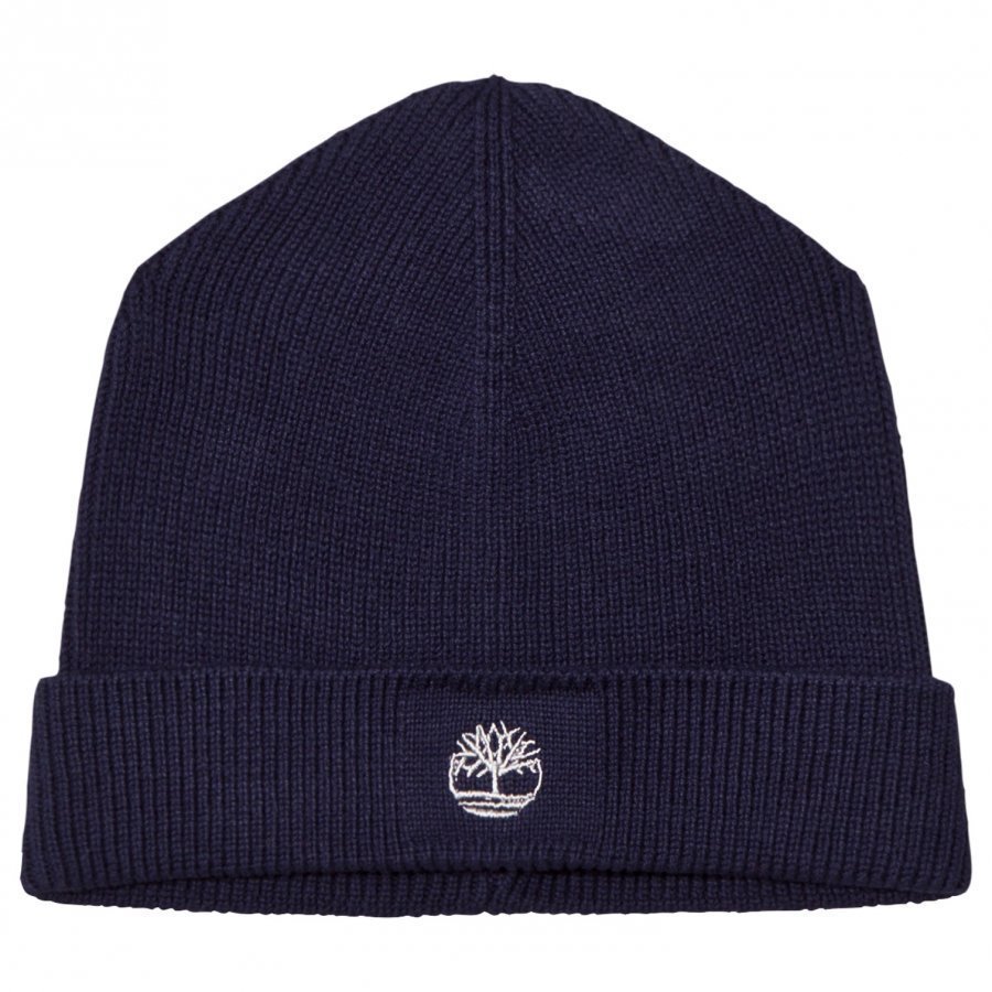 Timberland Navy Knit Branded Beanie Pipo