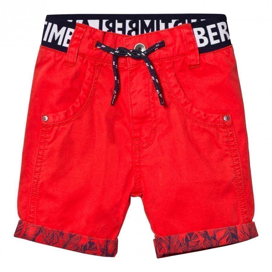 Timberland Red Branded Cotton Turn Up Shorts Juhlashortsit