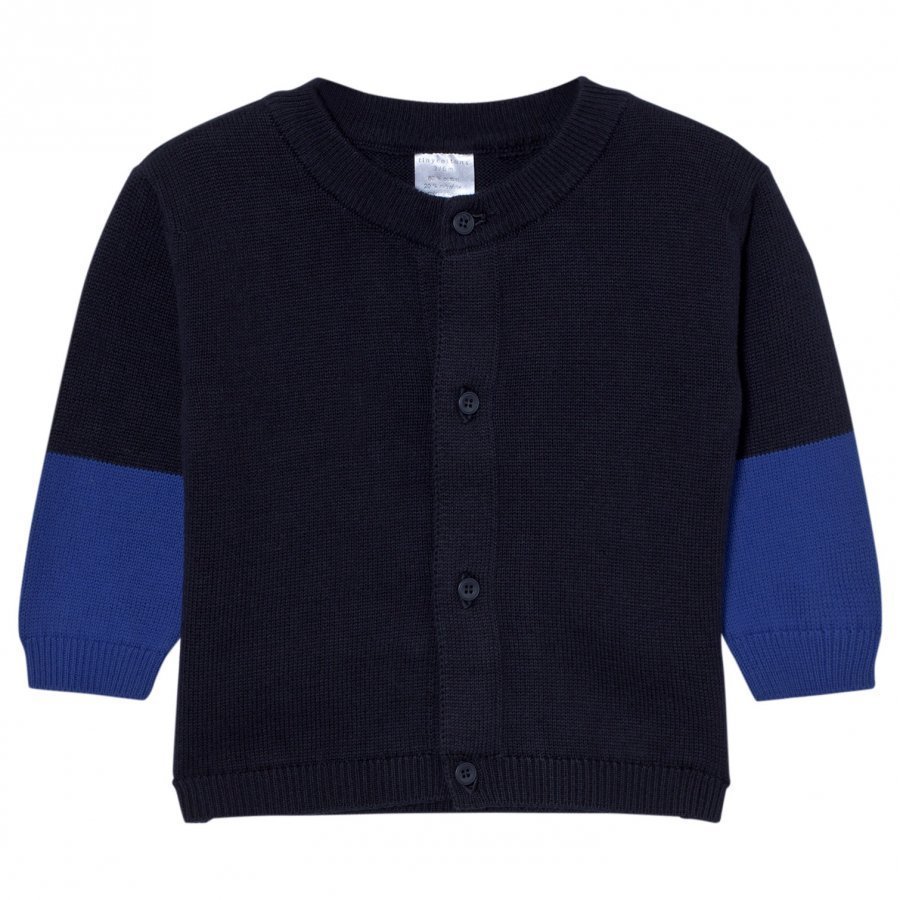 Tinycottons Color Block Baby Cardigan Dark Navy/Blue Neuletakki