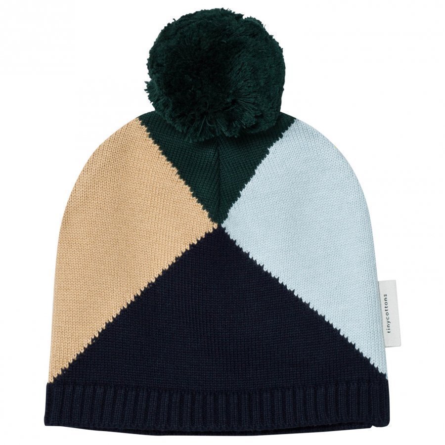 Tinycottons Geometric Beanie Navy/Light Blue/Nude/Dark Green Pipo