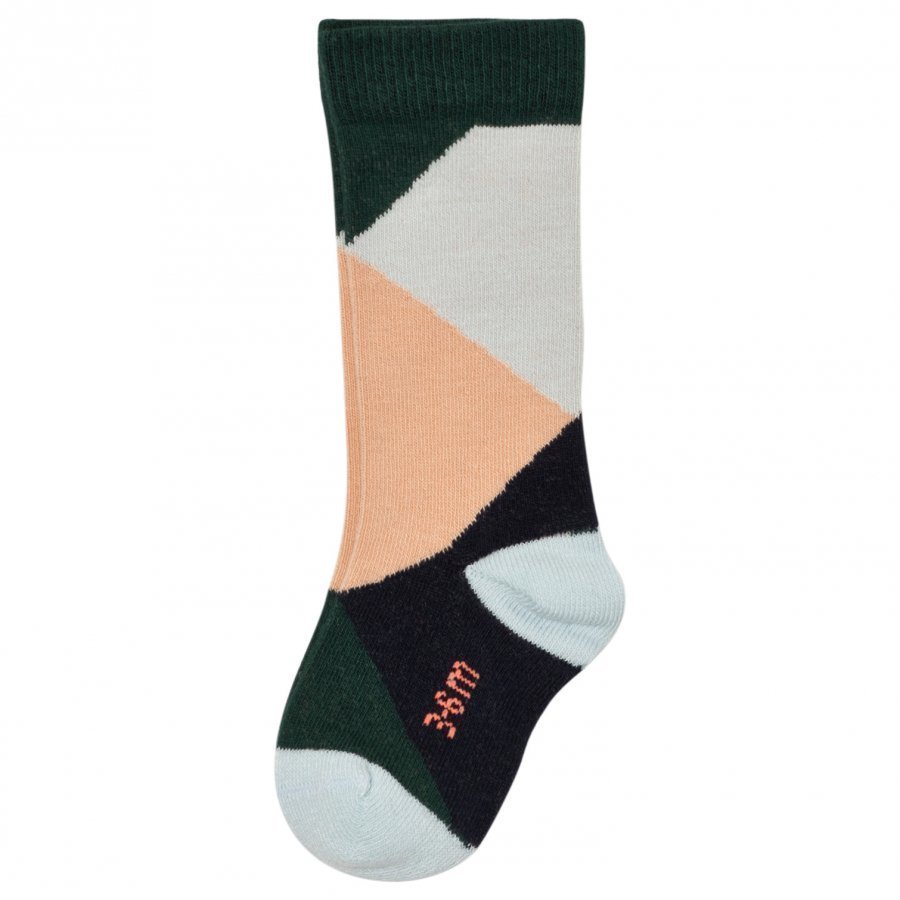 Tinycottons Geometric High Socks Dark Green/Light Blue/Nude Sukat