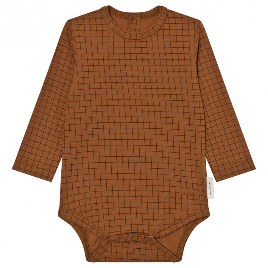 Tinycottons Grid Long Sleeve Baby Body Brown/Black Body