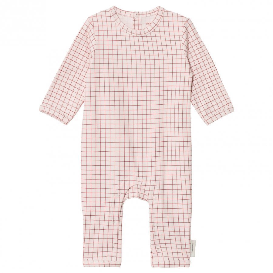 Tinycottons Grid One-Piece Pale Pink/Red Potkupuku