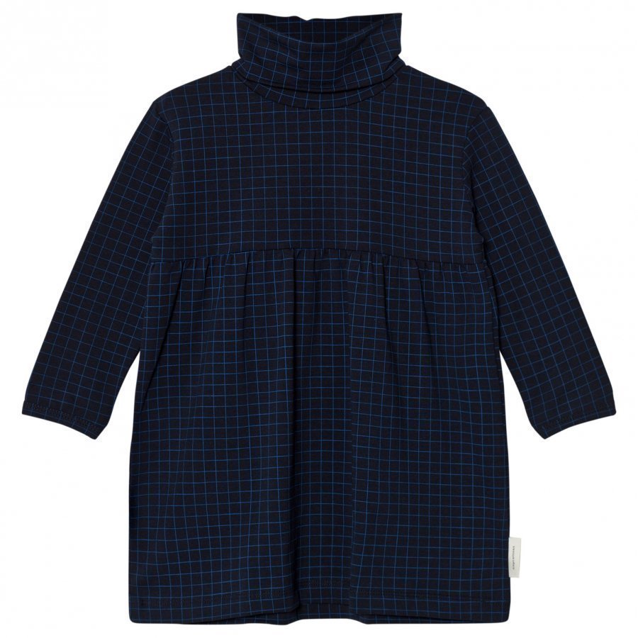 Tinycottons Grid Turtle Neck Dress Dark Navy/Blue Mekko