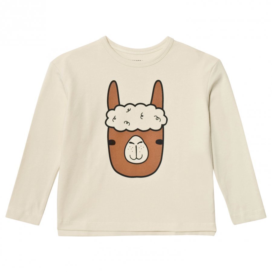 Tinycottons Llama Face Graphic Tee Beige/Brown Pitkähihainen T-Paita