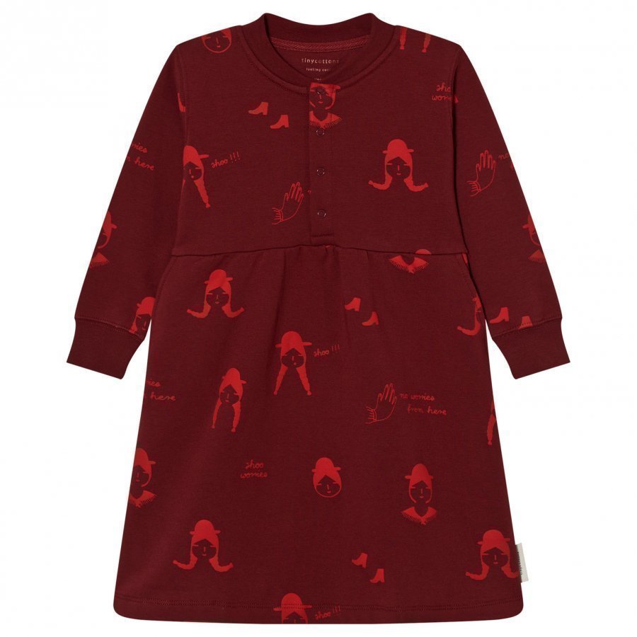 Tinycottons No-Worry Dolls Fleece Dress Bordeaux/Red Mekko