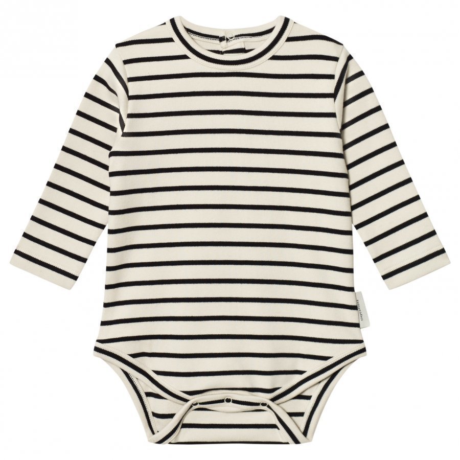 Tinycottons Stripes Long Sleeve Baby Body Beige/Black Body