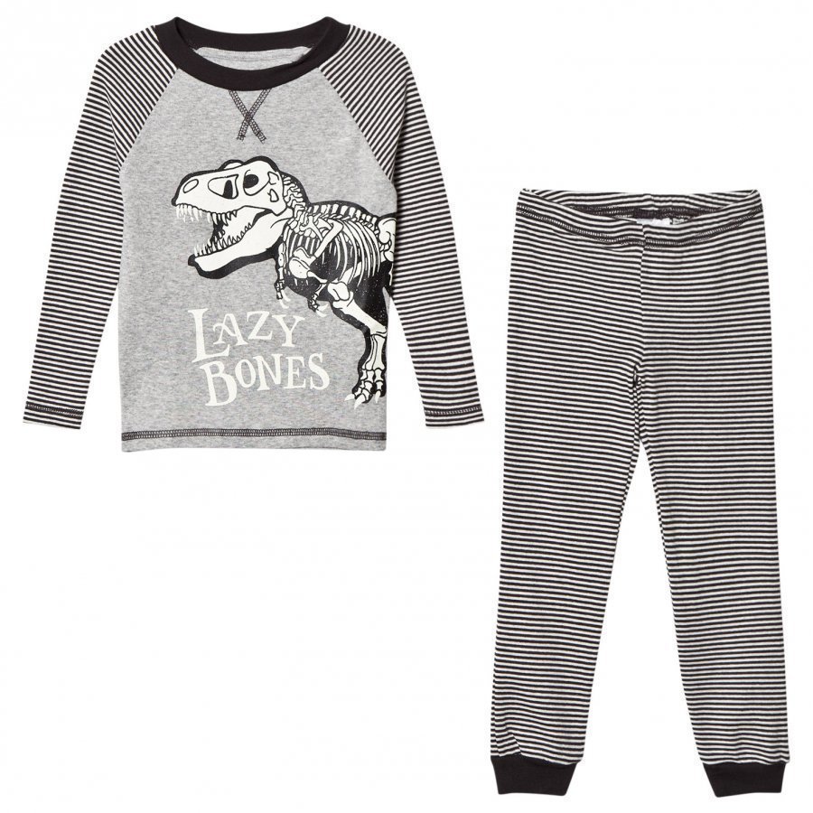 Tom Joule Dark Grey Stripe Dinosaur Pyjamas Yöpuku