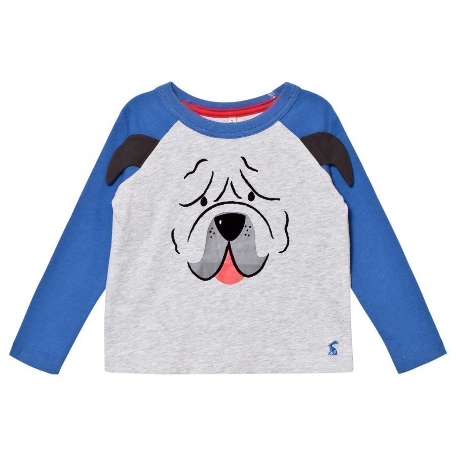 Tom Joule Grey Pug Applique Long Sleeve Tee Pitkähihainen T-Paita