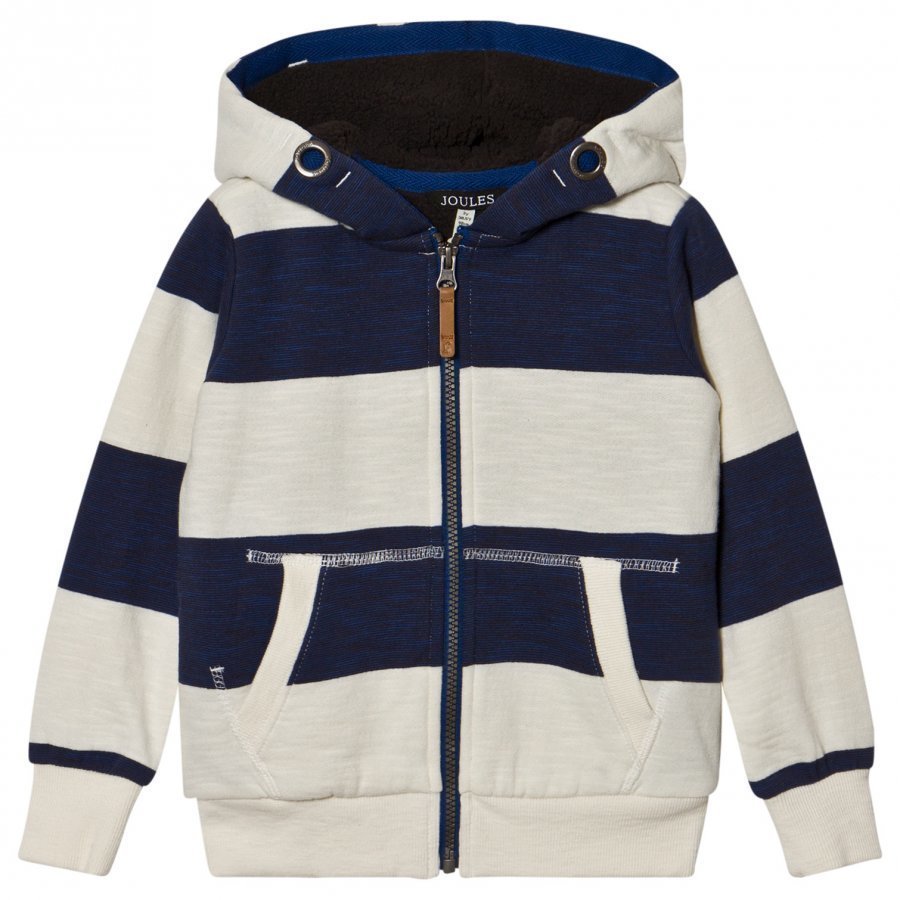 Tom Joule Navy And Ecru Stripe Teddy Lined Hoody Huppari