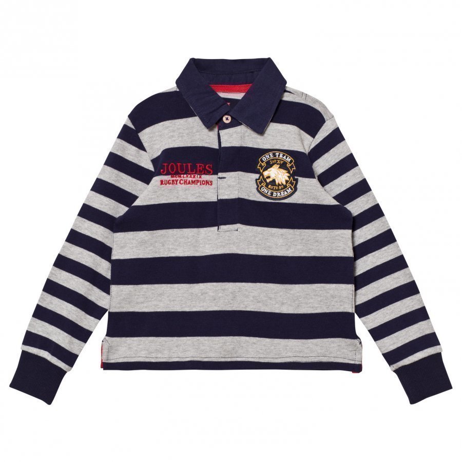 Tom Joule Navy And Grey Branded Rugby Sweater Pikeepaita