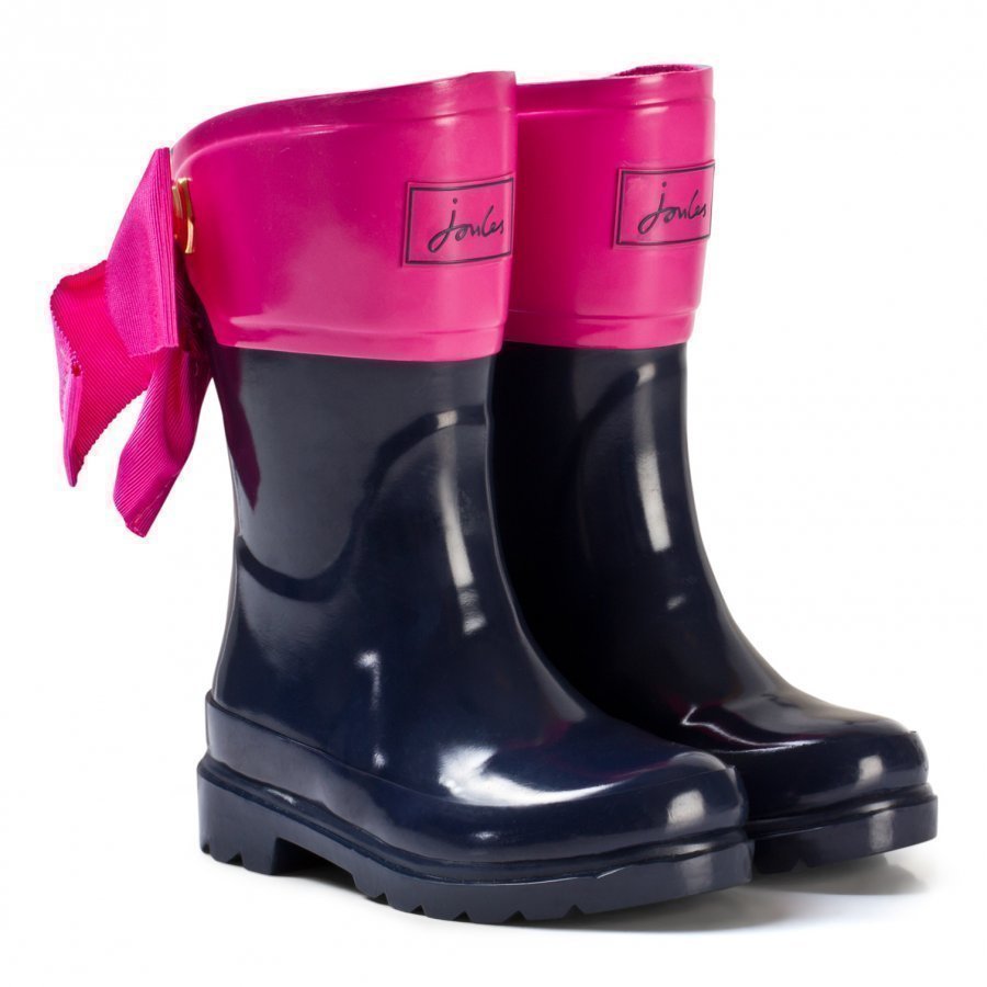 Tom Joule Navy And Pink Bow Detail Wellies Kumisaappaat