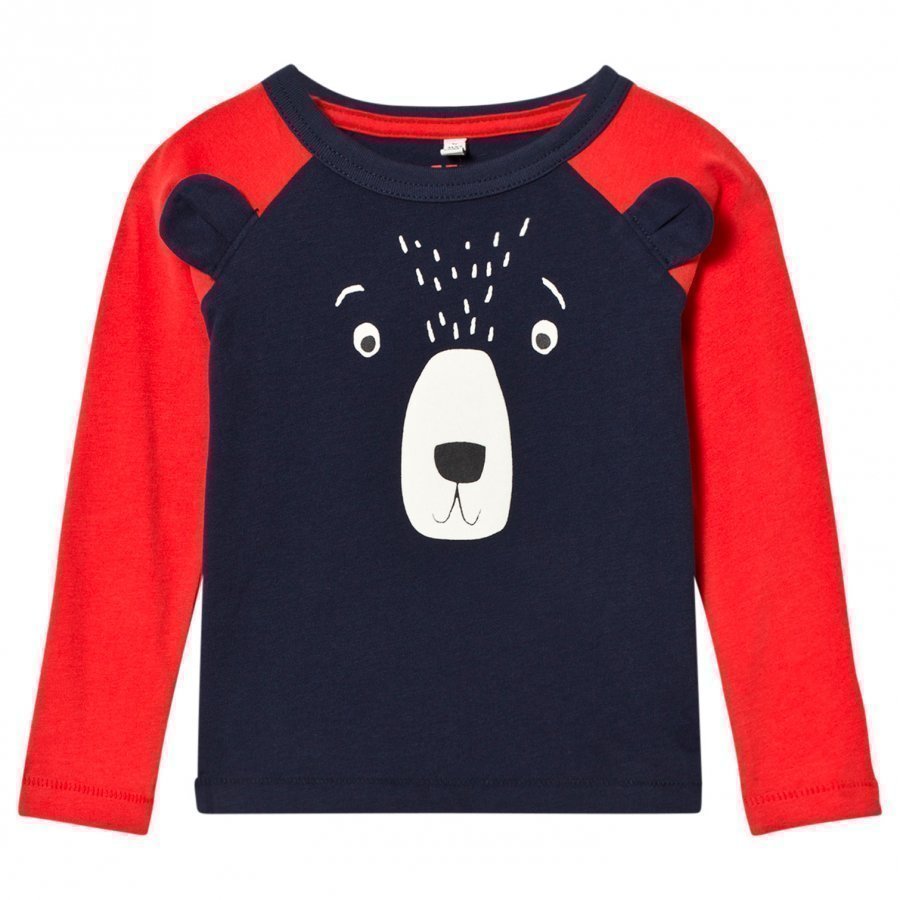 Tom Joule Navy Bear Applique Raglan Sleeve Tee Pitkähihainen T-Paita