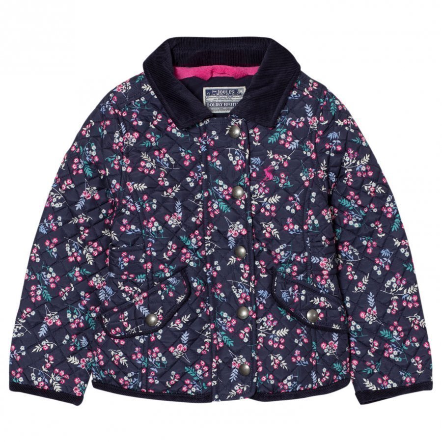 Tom Joule Navy Floral Print Quilted Jacket Tikkitakki