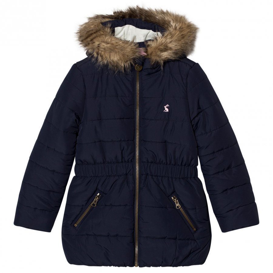 Tom Joule Navy Padded Parka Faux Fur Hood Parkatakki