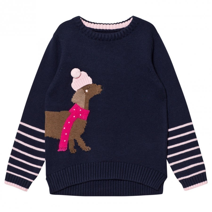 Tom Joule Navy Sausage Dog Intarsia Knit Jumper Paita