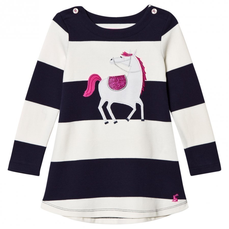 Tom Joule Navy/White Stripe Horse Applique Dress Mekko