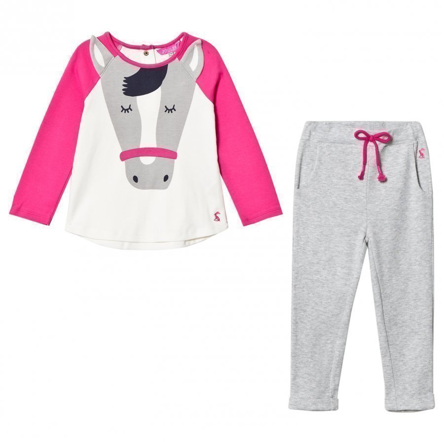 Tom Joule Pink And Cream Horse Applique Tee And Trousers Set Asusetti