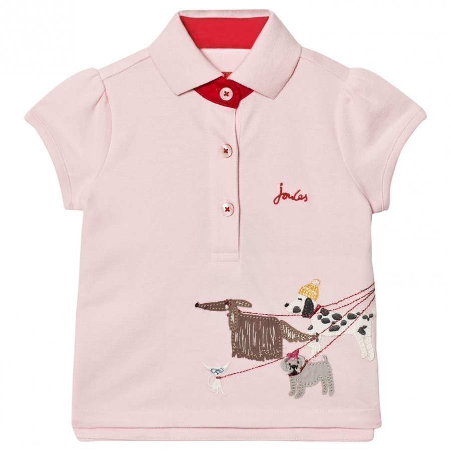 Tom Joule Pink Pique Polo With Walking Dogs Applique Pikeepaita