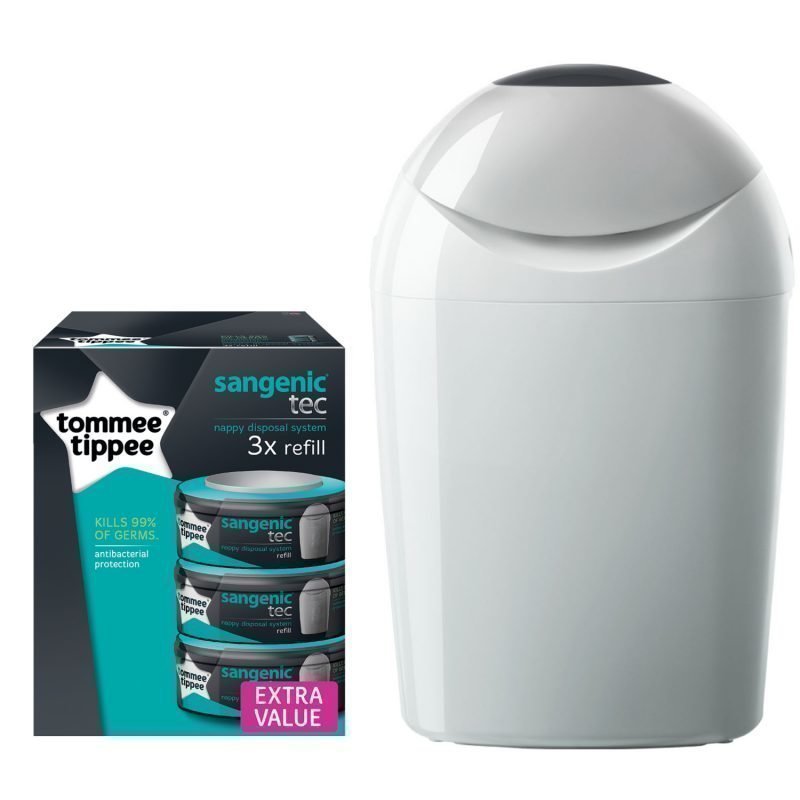 Tommee Tippee Vaipparoskis Sangenic Standard TEC Valkoinen + 3-pack Täyttöpakkaus