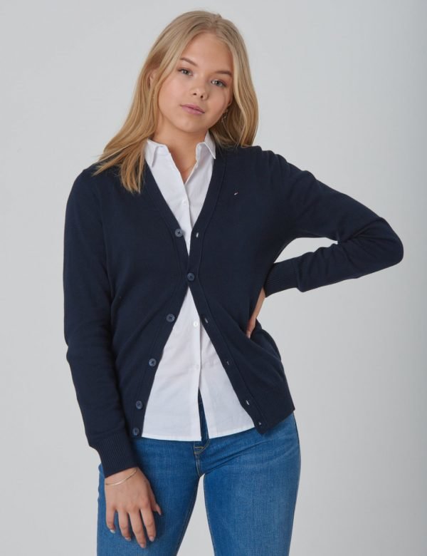 Tommy Hilfiger Basic V Neck Cardigan Neule Sininen