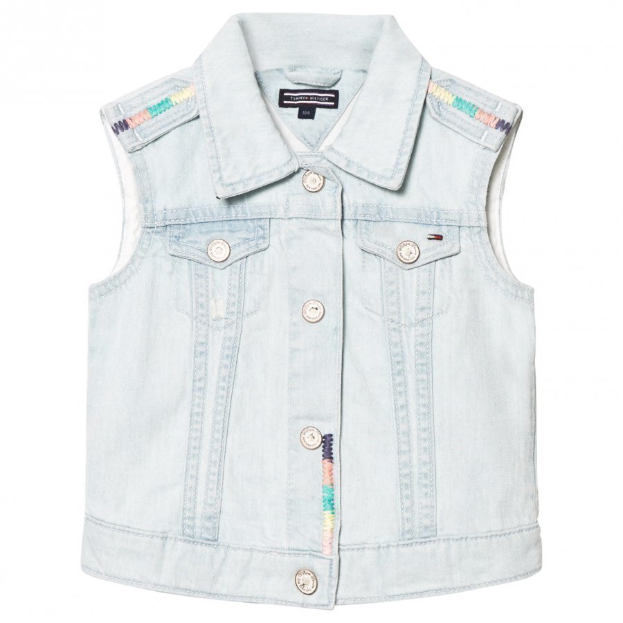 Tommy Hilfiger Blue Bleached Denim Vest Farkkutakki