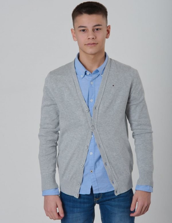 Tommy Hilfiger Boys Basic V Neck Cardigan Neule Harmaa