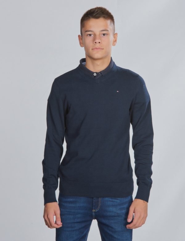 Tommy Hilfiger Boys Basic V Neck Neule Sininen