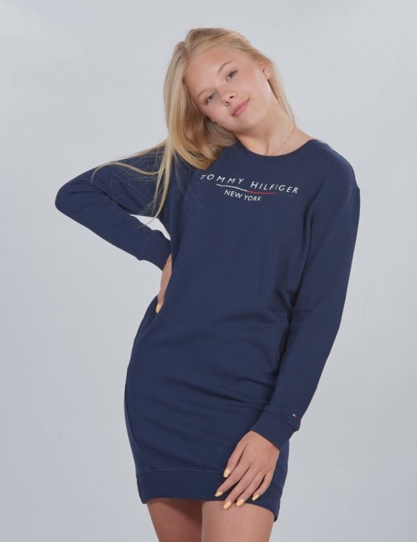 Tommy Hilfiger Crew Sweatshirt Dress Mekko Sininen