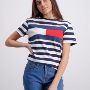 Tommy Hilfiger Cut & Sew Stripe Tee T-Paita Sininen