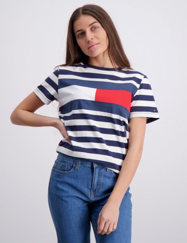 Tommy Hilfiger Cut & Sew Stripe Tee T-Paita Sininen