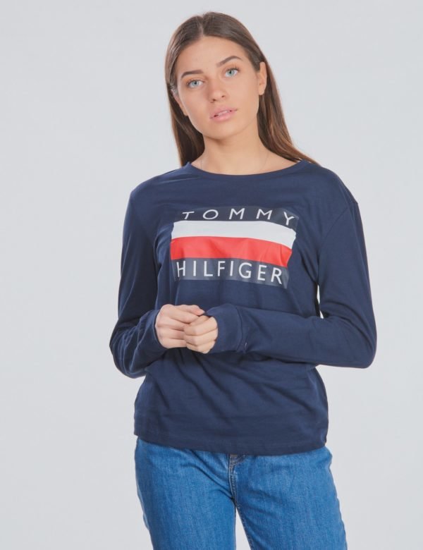 Tommy Hilfiger Essential Hilfiger  Tee Longsleeve T-Paita Sininen