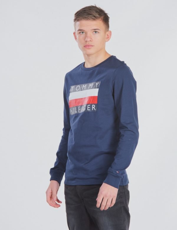 Tommy Hilfiger Essential Hilfiger  Tee Longsleeve T-Paita Sininen