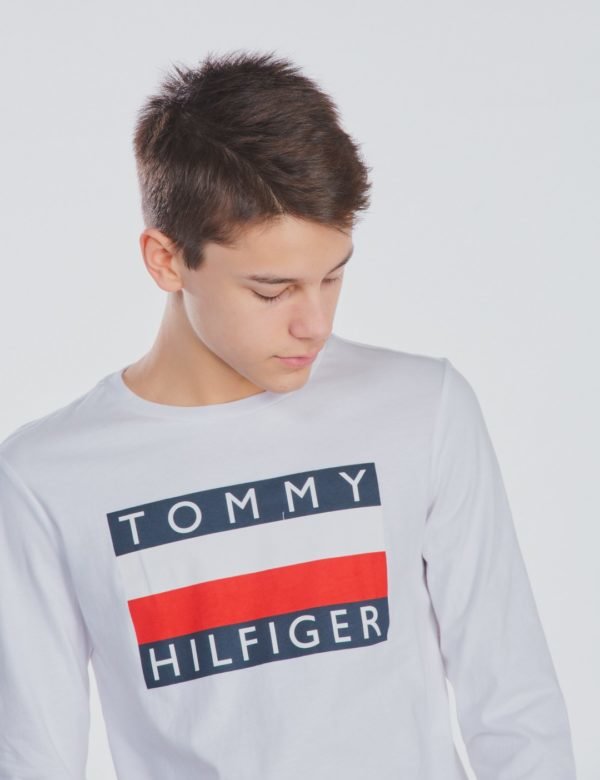 Tommy Hilfiger Essential Hilfiger  Tee Longsleeve T-Paita Valkoinen