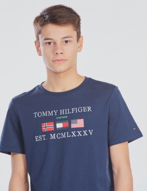 Tommy Hilfiger Flags Alpine Tee T-Paita Sininen