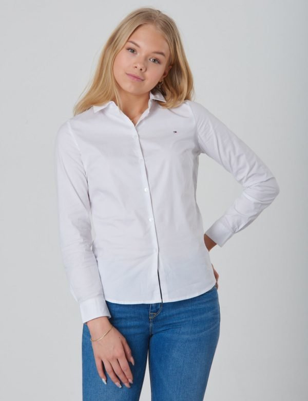 Tommy Hilfiger Girls Stretch Poplin Shirt L/S Kauluspaita Valkoinen