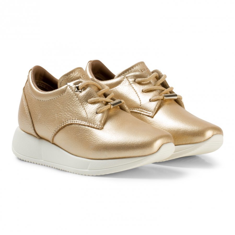 Tommy Hilfiger Gold Metallic Wedge Trainers Lenkkarit