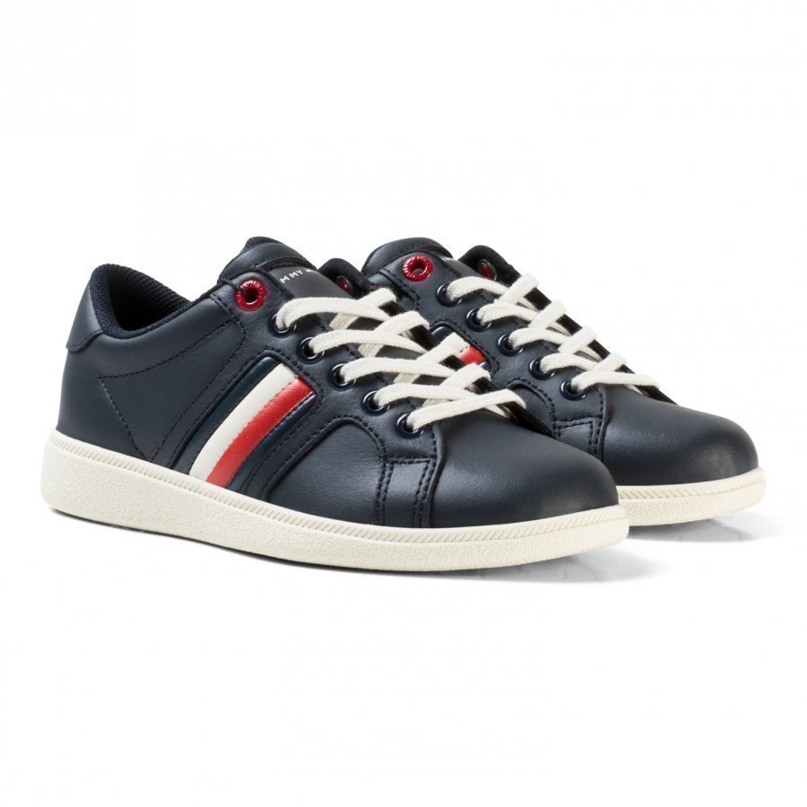 Tommy Hilfiger Navy Branded Leather Lace Trainers Lenkkarit