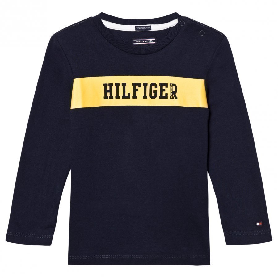 Tommy Hilfiger Navy Branded Long Sleeve Tee T-Paita