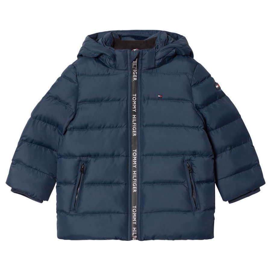 Tommy Hilfiger Navy Down Hooded Jacket Toppatakki