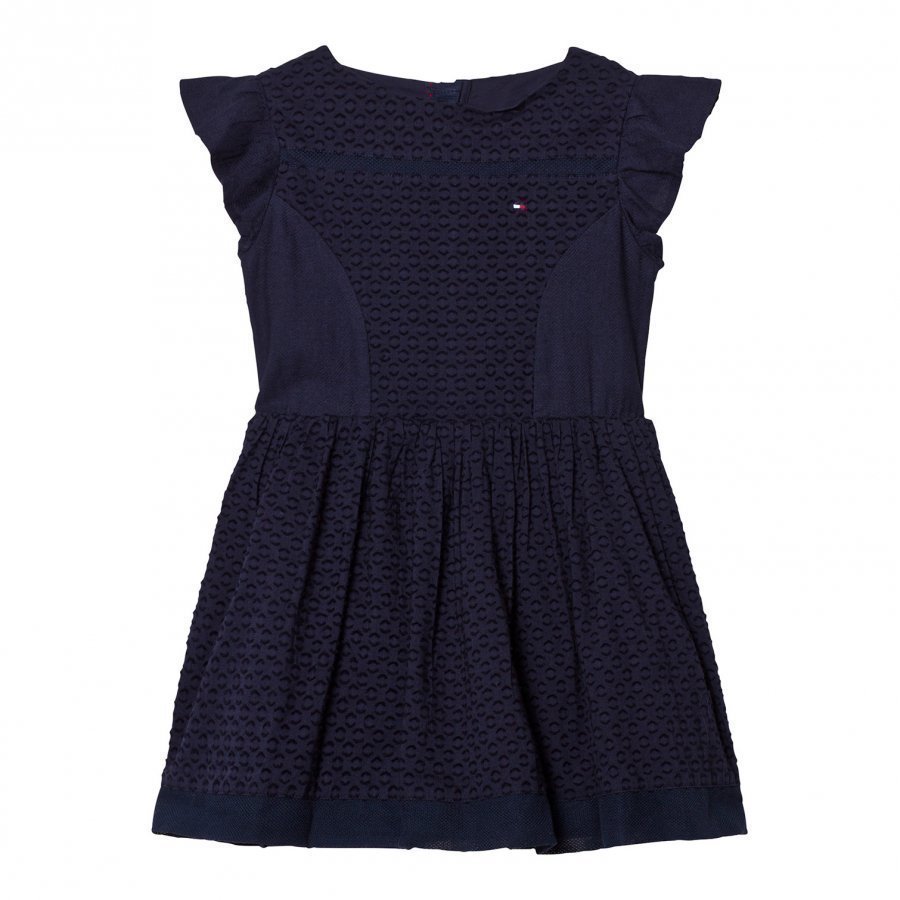 Tommy Hilfiger Navy Frill Sleeve Dress Juhlamekko