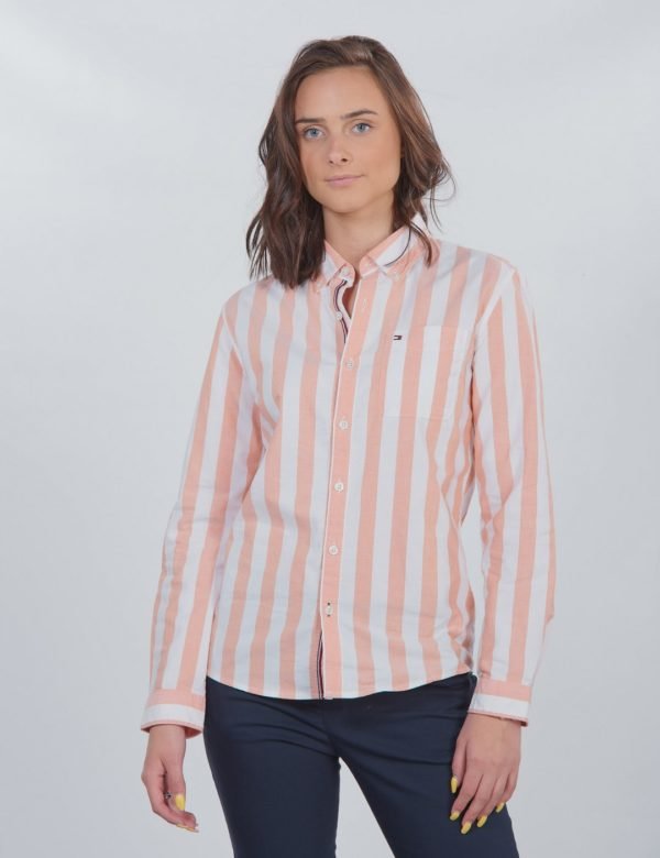 Tommy Hilfiger Oxford Stripe Shirt L/S Kauluspaita Valkoinen