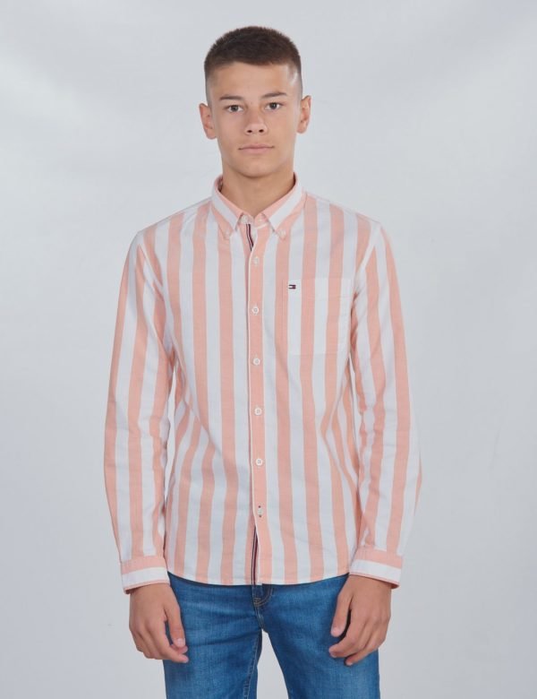 Tommy Hilfiger Oxford Stripe Shirt L/S Kauluspaita Valkoinen