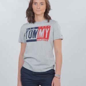 Tommy Hilfiger Puff Print Tee S/S T-Paita Harmaa