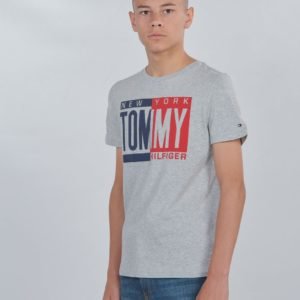 Tommy Hilfiger Puff Print Tee S/S T-Paita Harmaa