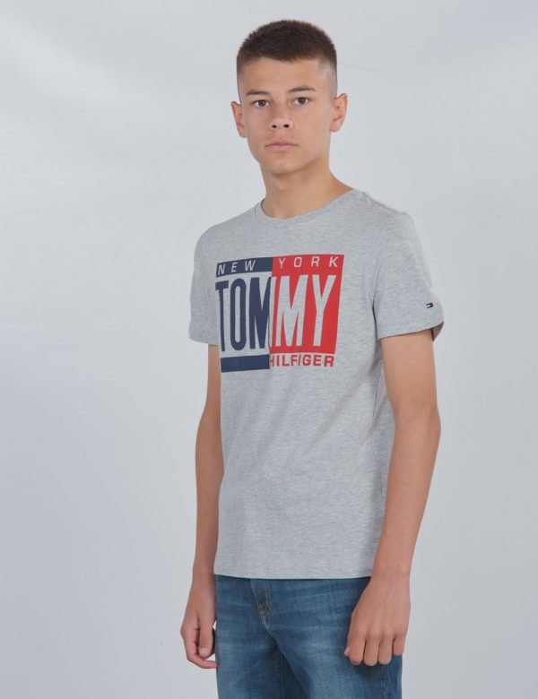 Tommy Hilfiger Puff Print Tee S/S T-Paita Harmaa