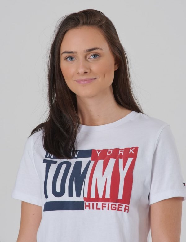 Tommy Hilfiger Puff Print Tee S/S T-Paita Valkoinen