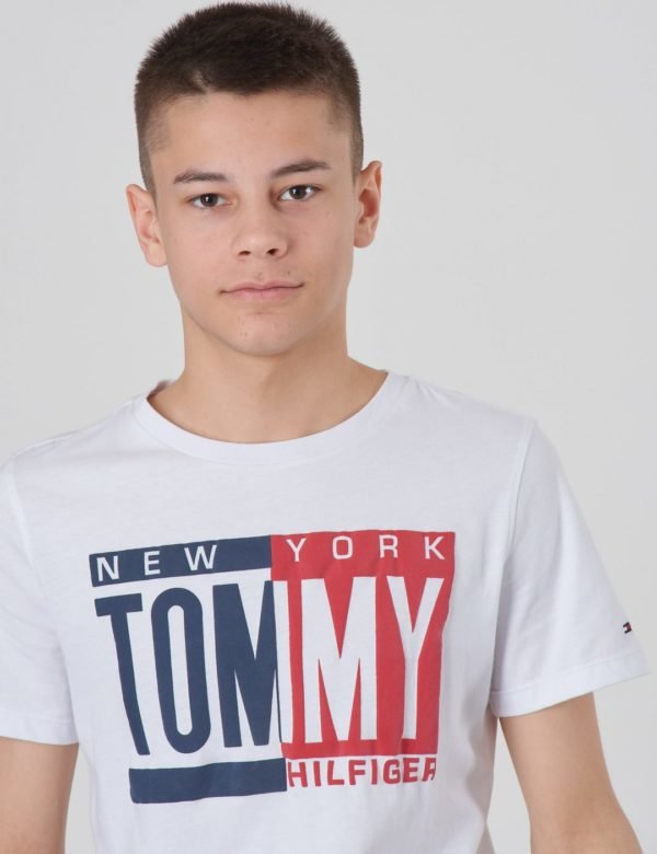 Tommy Hilfiger Puff Print Tee S/S T-Paita Valkoinen