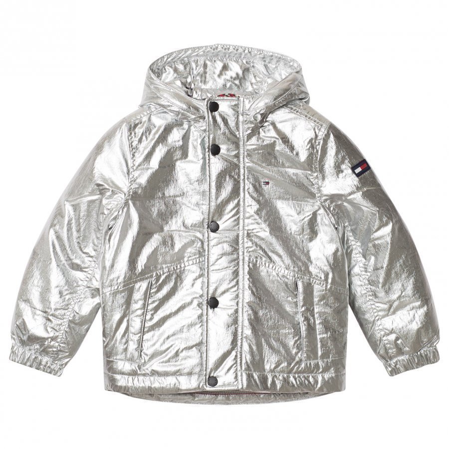 Tommy Hilfiger Silver Hooded Padded Parka Parkatakki